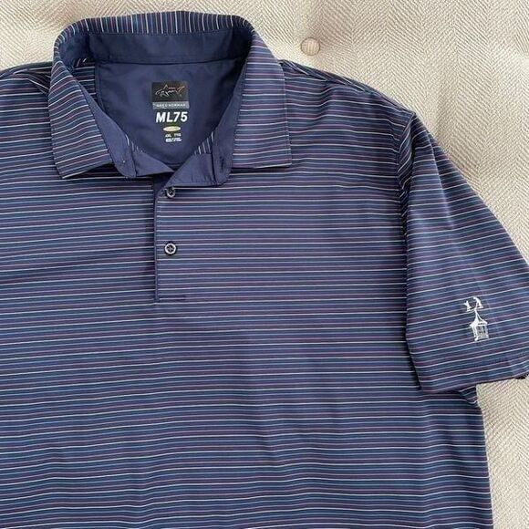 Greg Norman Performance Fabric Stripe Golf Polo Shirt Blue XXL - Picture 6 of 6